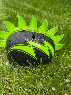 Kids Neon Green Spiky Bike Helmet - Safety Style